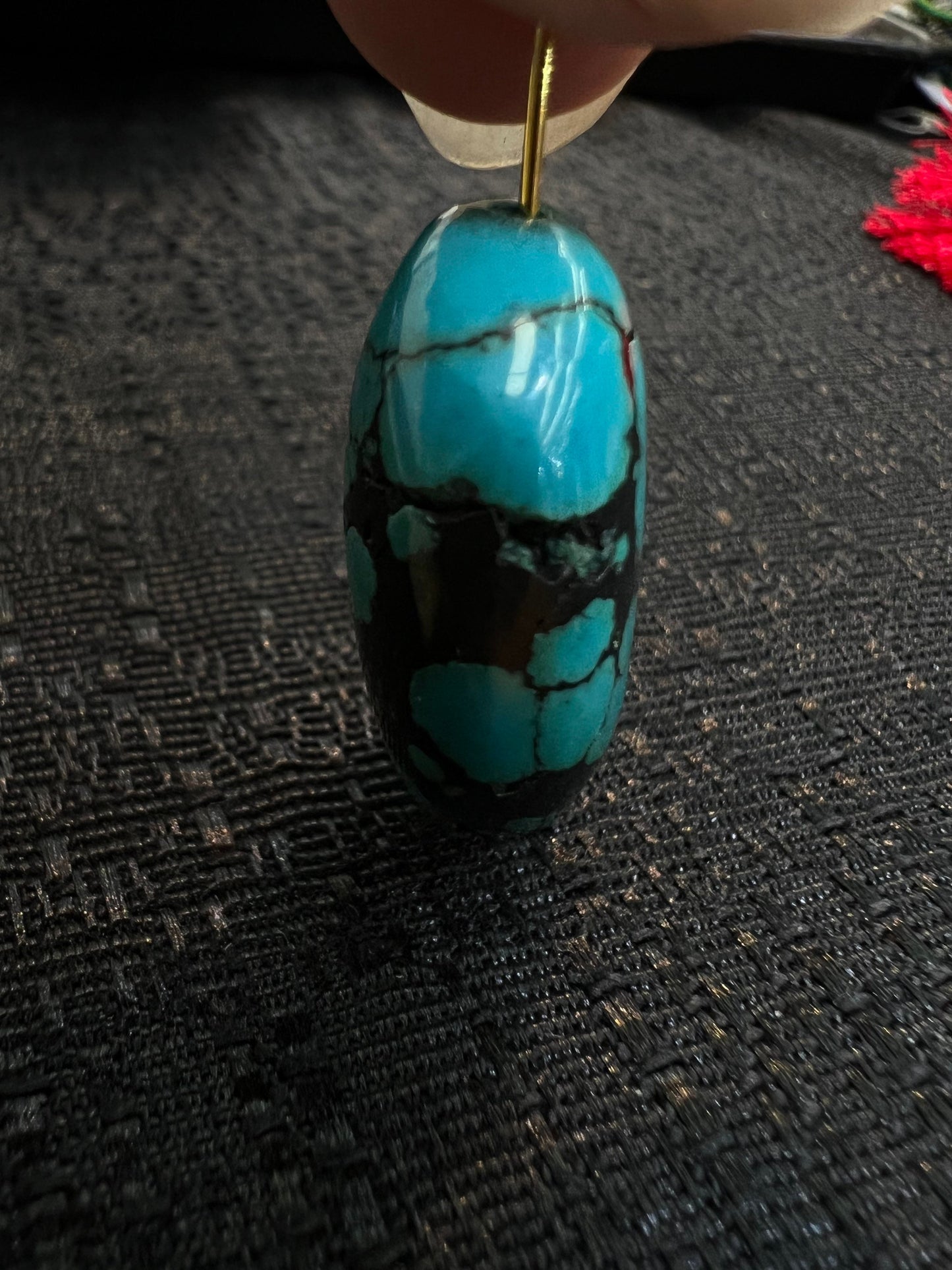 Turquoise Pebble, AAA Tibetian Spiderweb Blue Turquoise pebble 23x28 Rare,jewelry Focal,pendant,palm stone,pocket stone,collection, healing