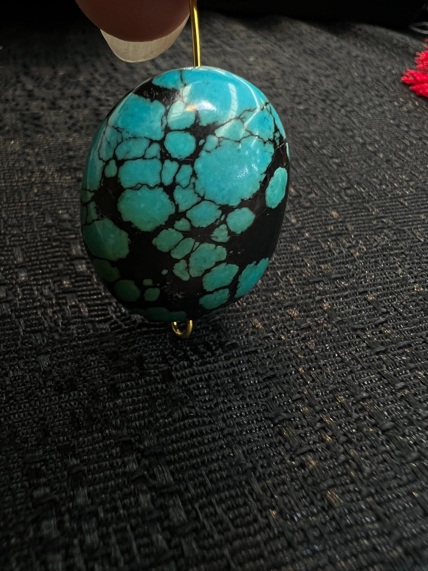 Turquoise Pebble, AAA Tibetian Spiderweb Blue Turquoise pebble 23x28 Rare,jewelry Focal,pendant,palm stone,pocket stone,collection, healing