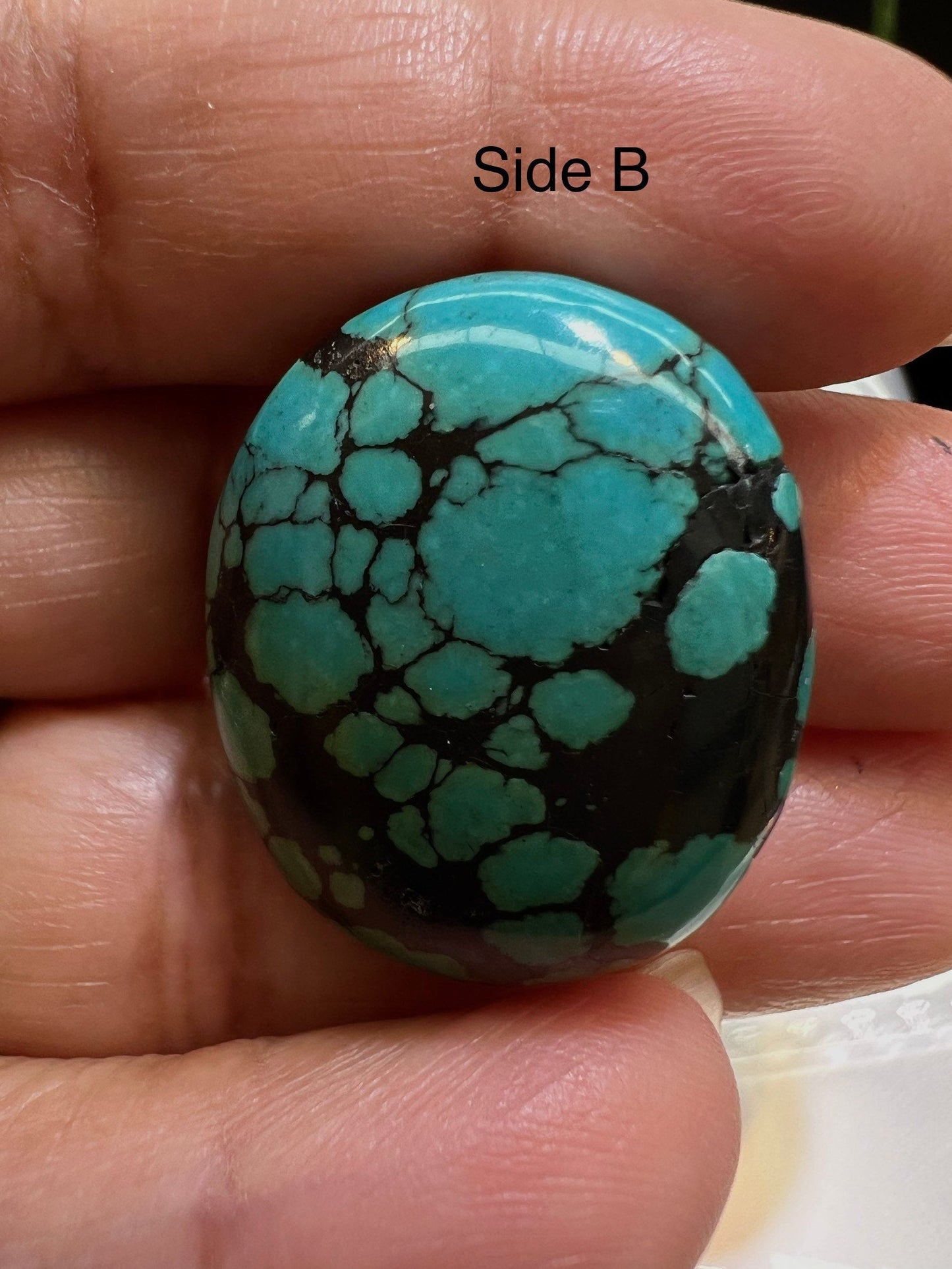 Turquoise Pebble, AAA Tibetian Spiderweb Blue Turquoise pebble 23x28 Rare,jewelry Focal,pendant,palm stone,pocket stone,collection, healing