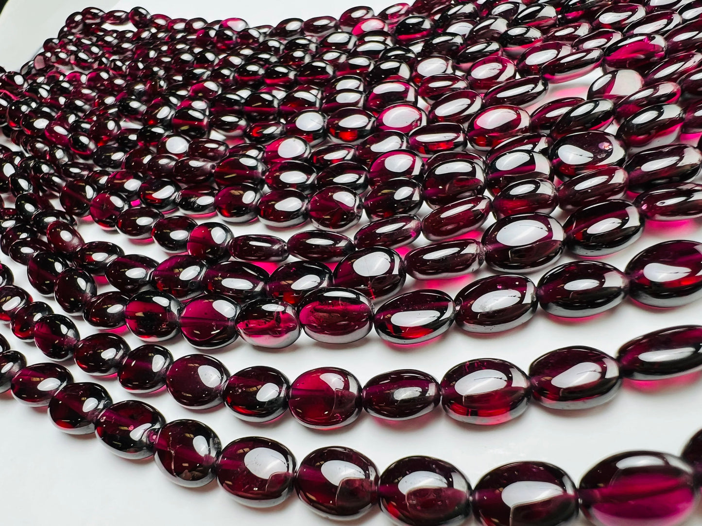 Mozambique Garnet AAA Smooth Oval 7x8-9mm Jewelry Making, Rich Merlot Natural Gemstone beads 8.5” strand . Single or bulk