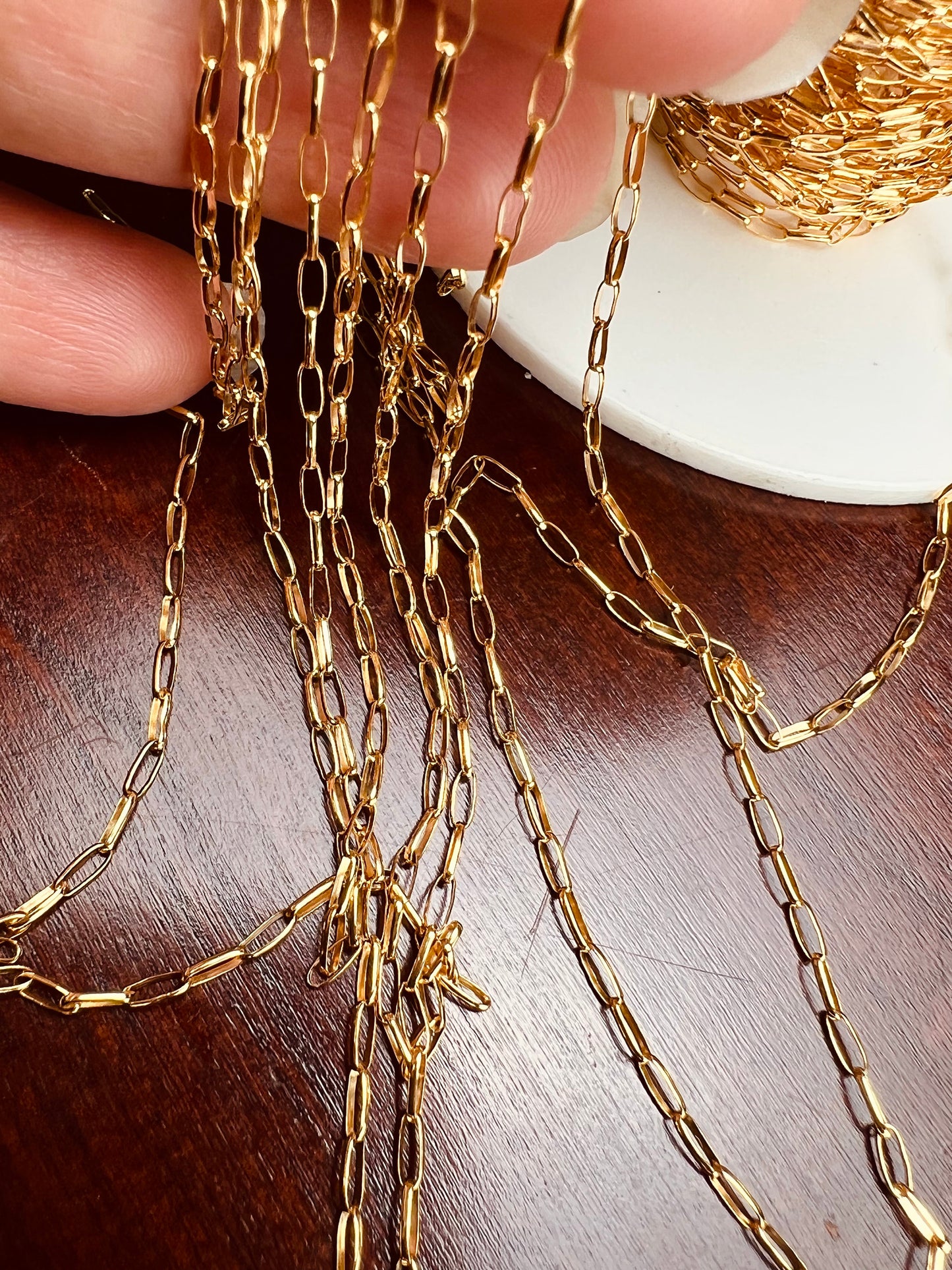 14K Gold Filled long oval Chain 1.6x4.5mm long light weight Jewelry Making Italian Chain