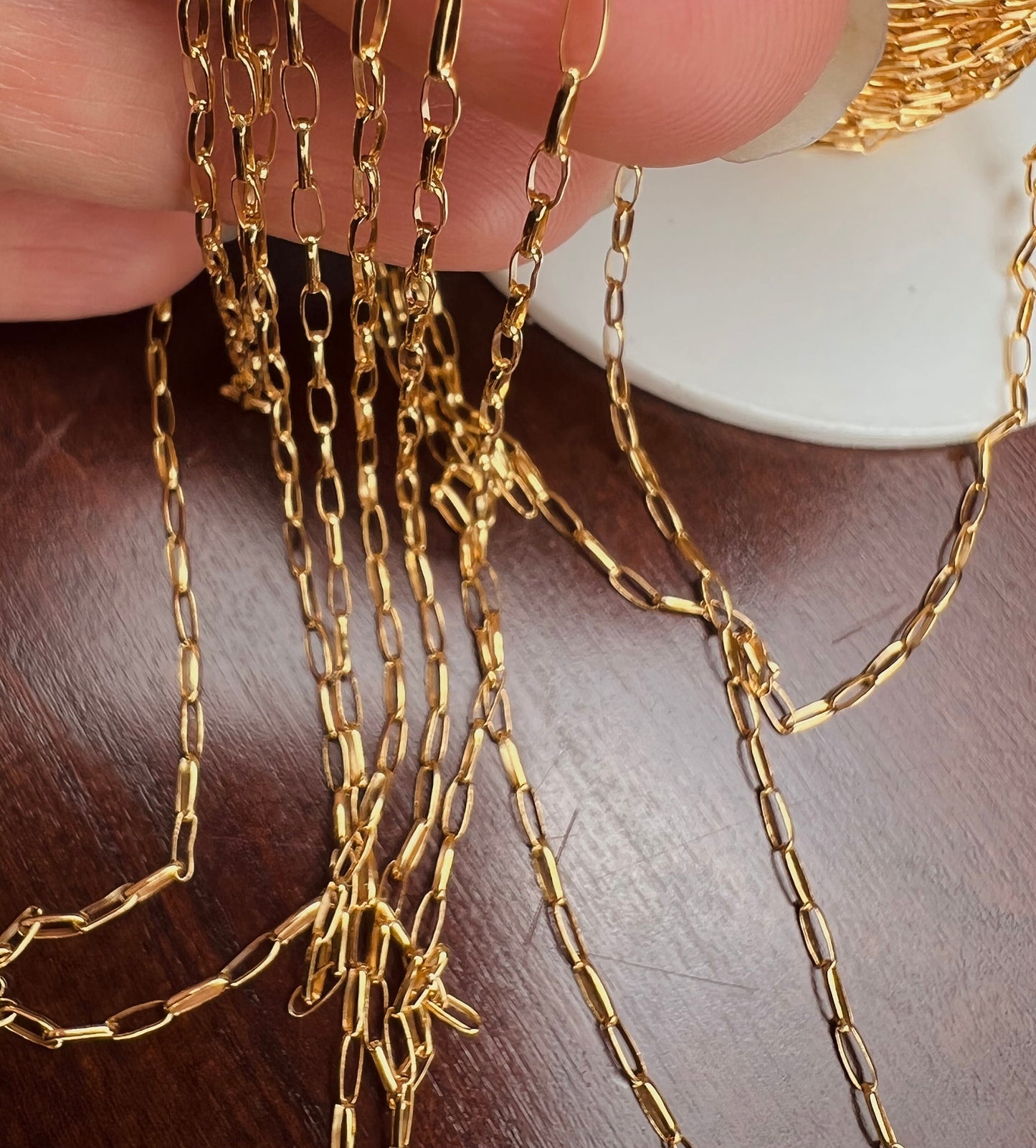 14K Gold Filled long oval Chain 1.6x4.5mm long light weight Jewelry Making Italian Chain