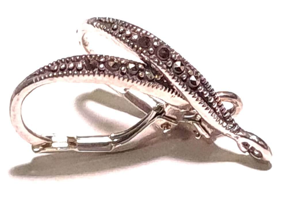 Marcasite Leverback 925 sterling silver earrings findings 12x19mm, Vintage antique Marcasite earrings findings ,925 stamped, 1 pair.