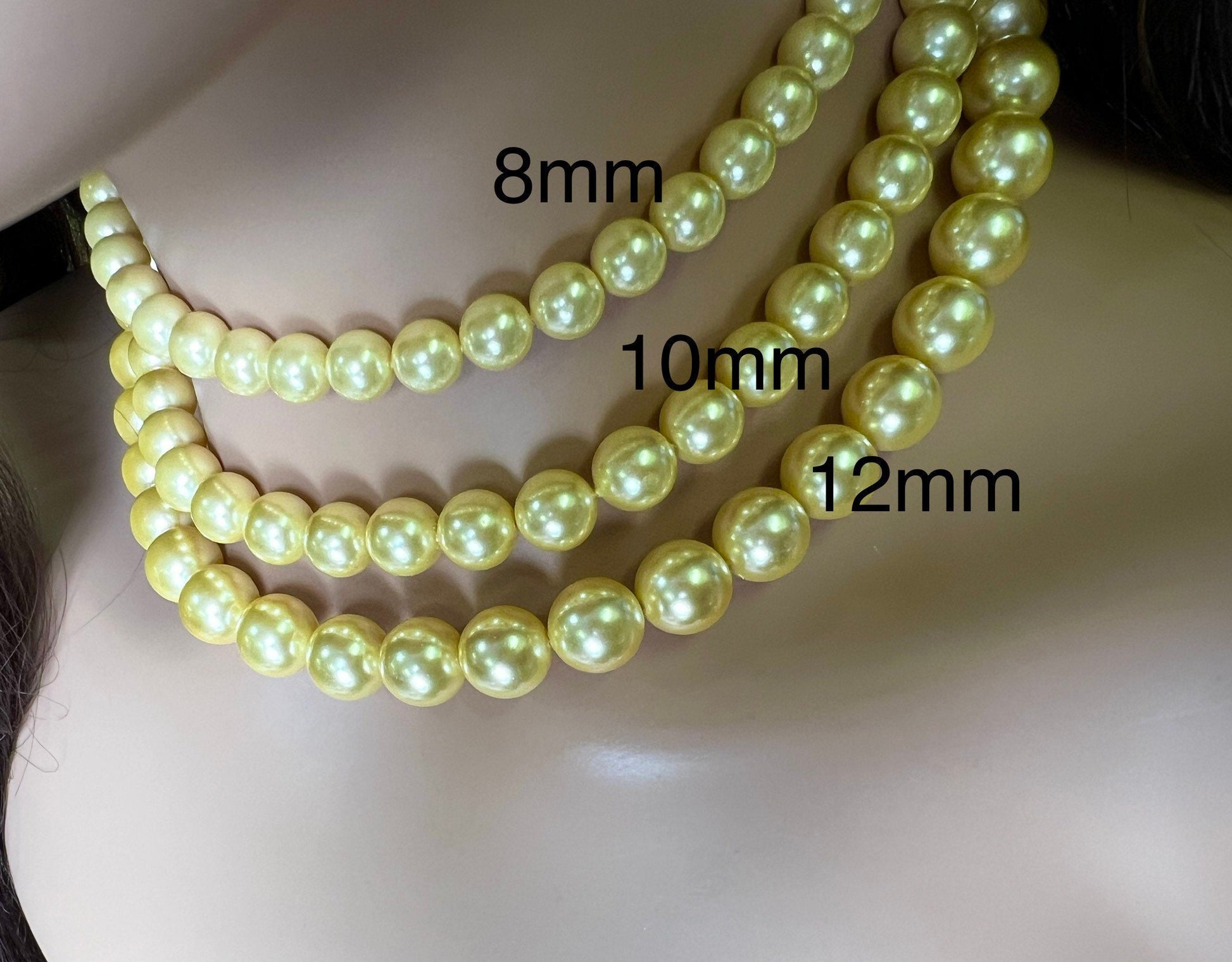 Golden Yellow South Sea Shell Pearl High Luster Statement NecklaceStrong Magnetic Ball Clasp Necklace, Bridal, party wear. 8,10,12mm size