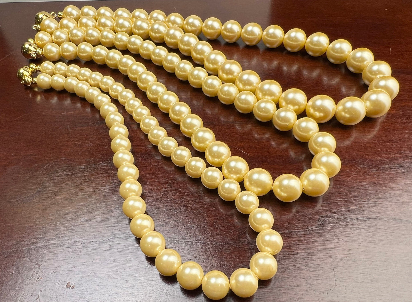 Golden Yellow South Sea Shell Pearl High Luster Statement NecklaceStrong Magnetic Ball Clasp Necklace, Bridal, party wear. 8,10,12mm size
