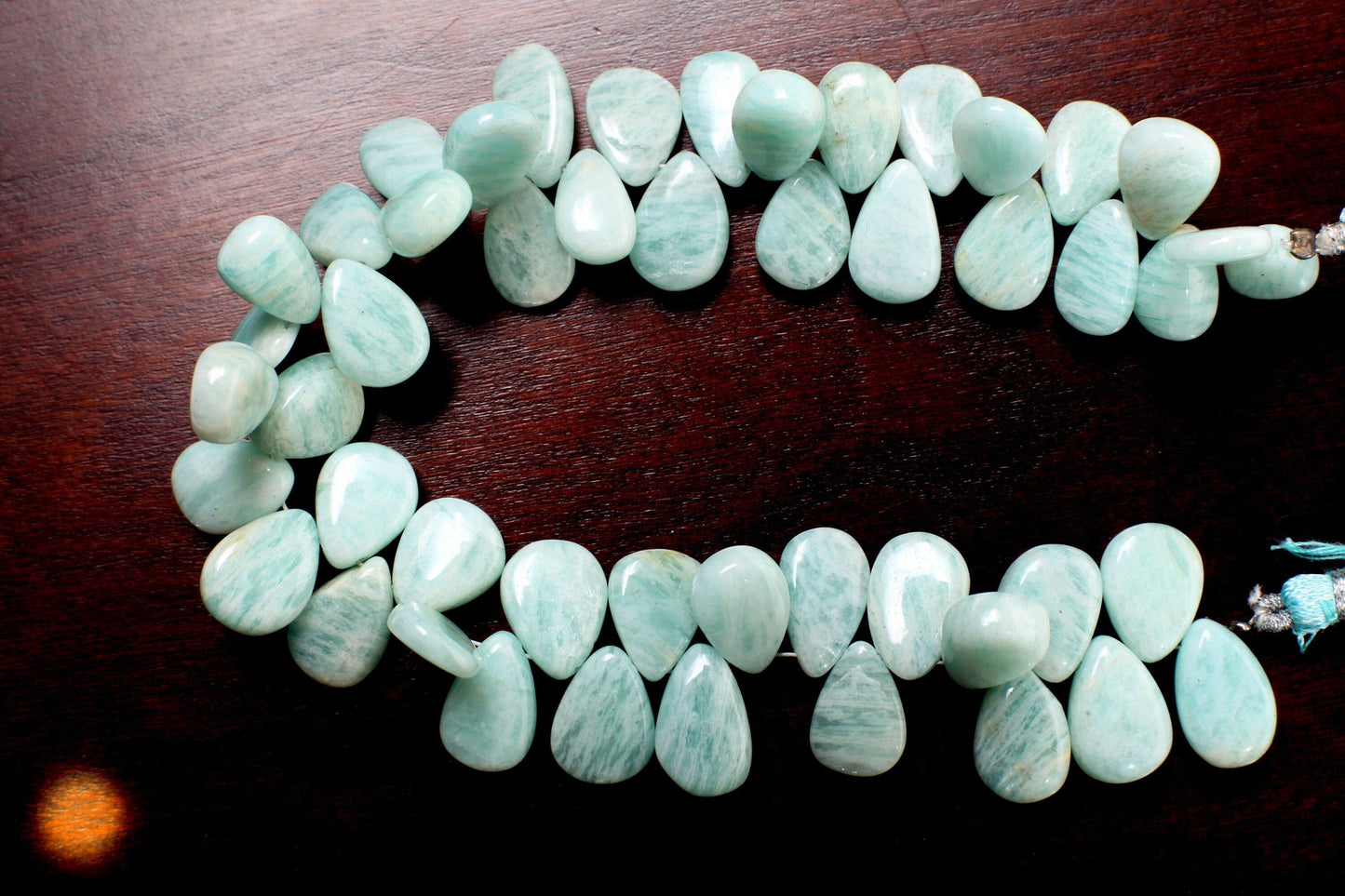 Natural Amazonite Graduated Smooth Pear Drop 9x11-11x15mm