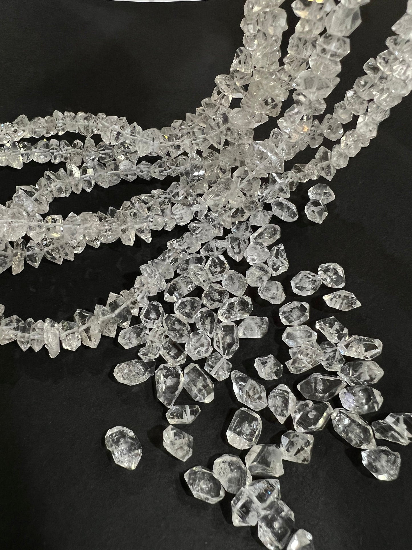 Herkimer Diamond 6-7x9-11mm large size Raw Beads, jewelry making art craft good luck pocket collection Herkimer Diamond Quartz Beads. By pcs