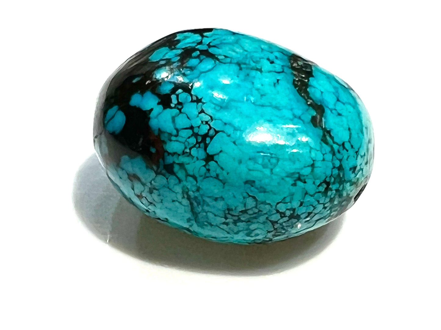 Genuine Turquoise Pebble, AAA Tibetian Spiderweb Turquoise pebble 18x25mm,for jewelry Focal, pendant, palm stone or collection healing gem