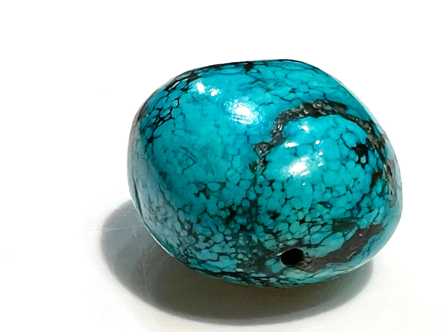 Genuine Turquoise Pebble, AAA Tibetian Spiderweb Turquoise pebble 18x25mm,for jewelry Focal, pendant, palm stone or collection healing gem