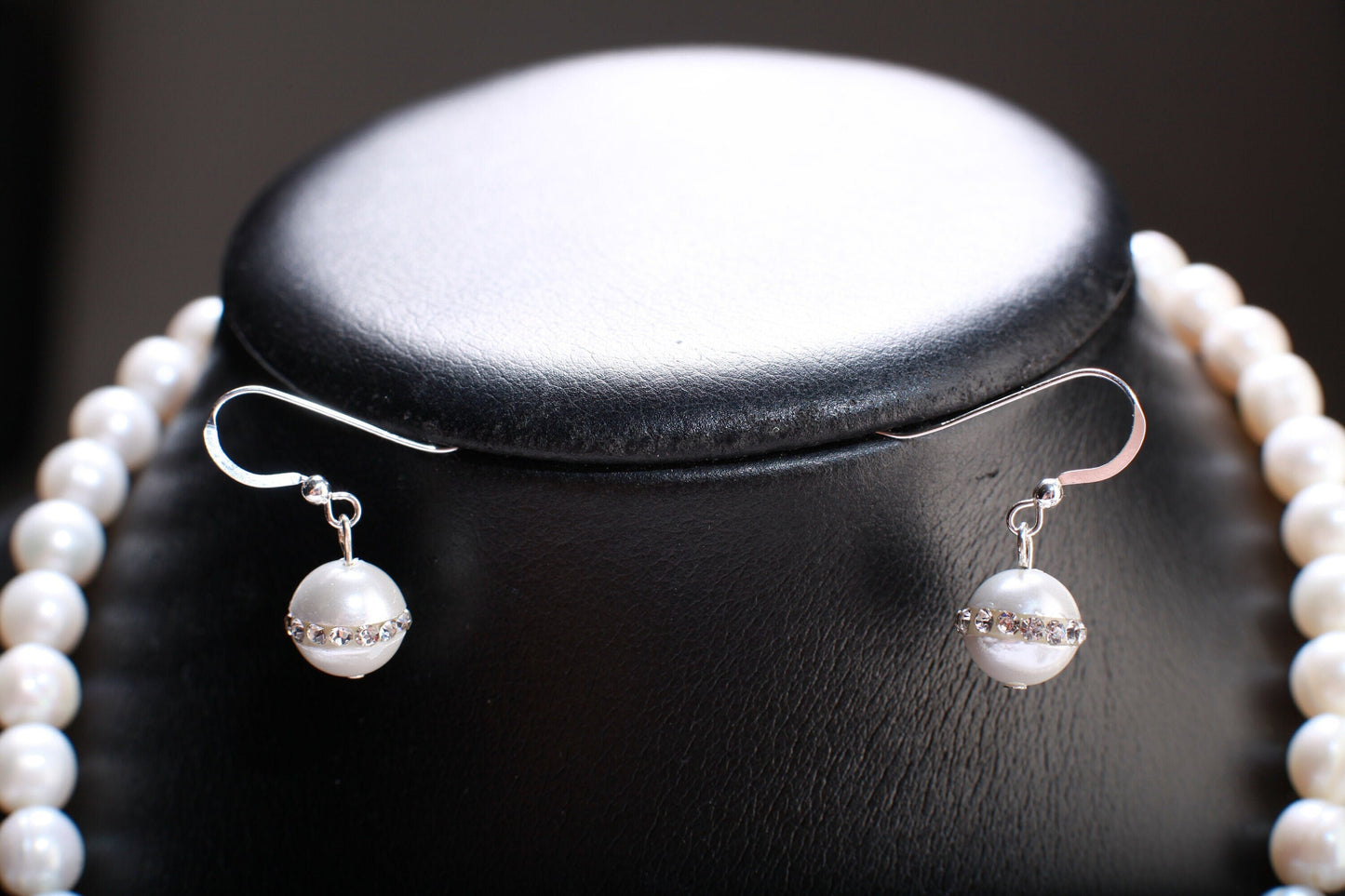 Natural AA Japanese Fresh Water Cultured Pear10mm1Bridal Necklace, Earrings Sets,925 Sterling Silver Extension Chain,Lobster Clasp, Ear Wire