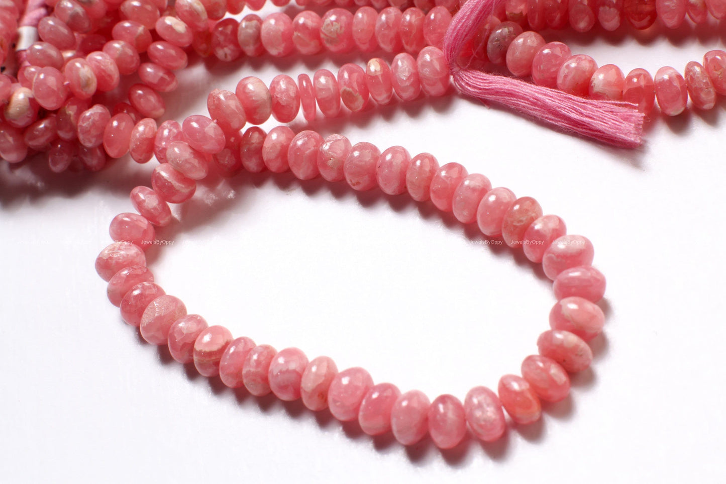 Argentina Rhodochrosite smooth Roundel, Natural AAA pink Rhodochrosite 8mm Rare Gemstone Beads, 4" or 8" Strand.