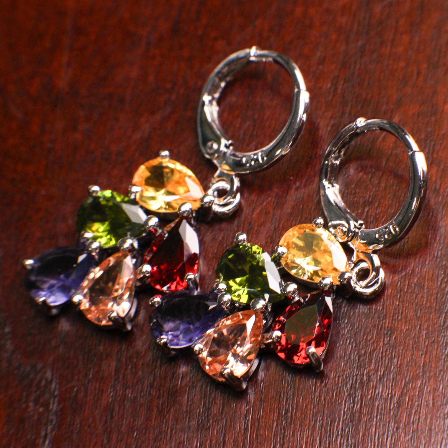 Genuine Citrine, Peridot, Garnet, Pink Topaz, Amethyst Gemstone Teardrop 925 Sterling Silver Earrings, Pendant Necklace set, 925 Stamped