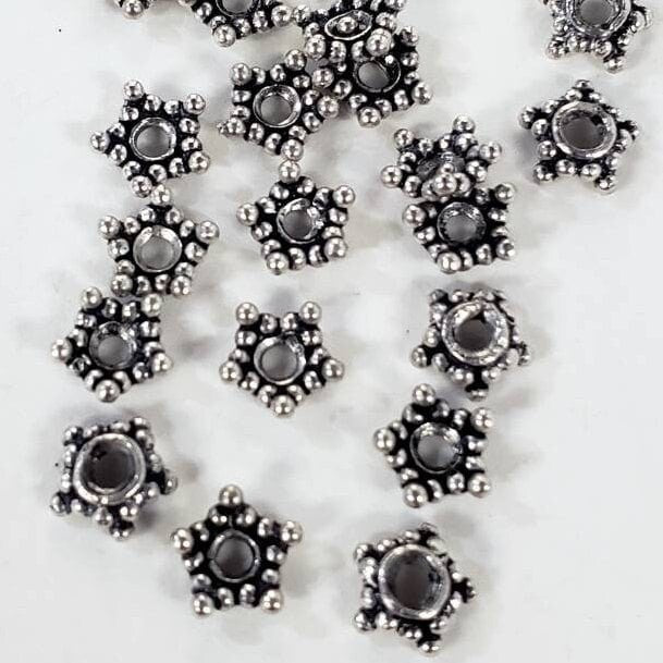 10 pcs 925 Sterling Silver Bali cap , 5.5mm vintage handmade antique bali bead cap .