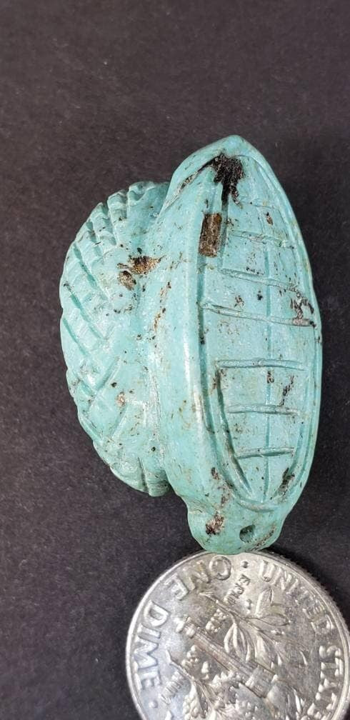 Natural Turquoise Hand Crafted Snake Pendant, Top Drilled, Miniature Animals Collectible Figurines Vintage Sculpture, Old Stock