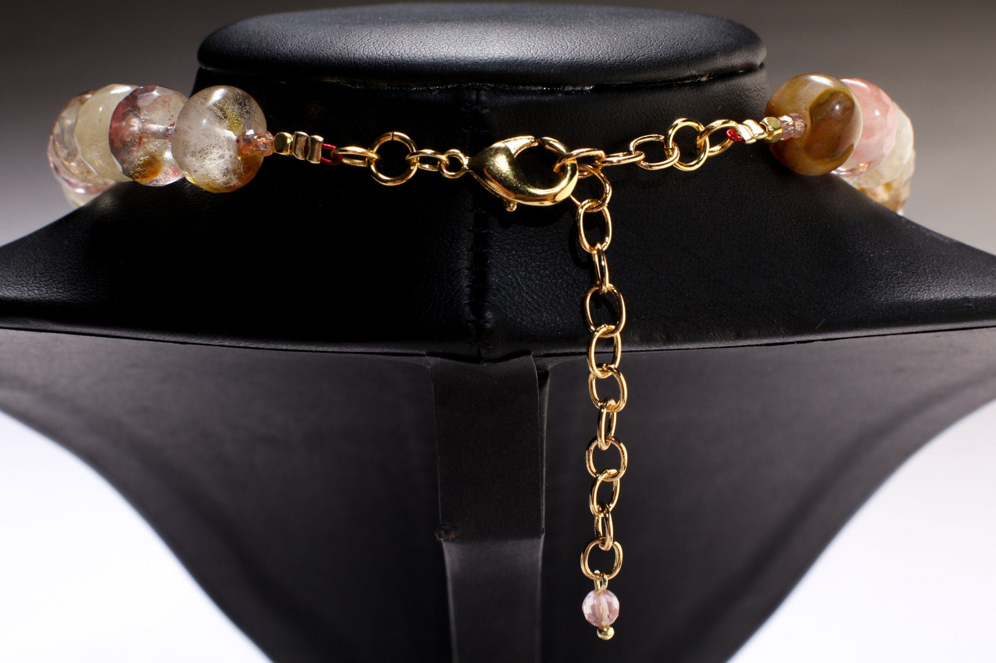 Fire Strawberry Quartz Faceted 12mm Rondelle 18.5" Gold Necklace with 2.5" Extension, Beautiful Summer Collection