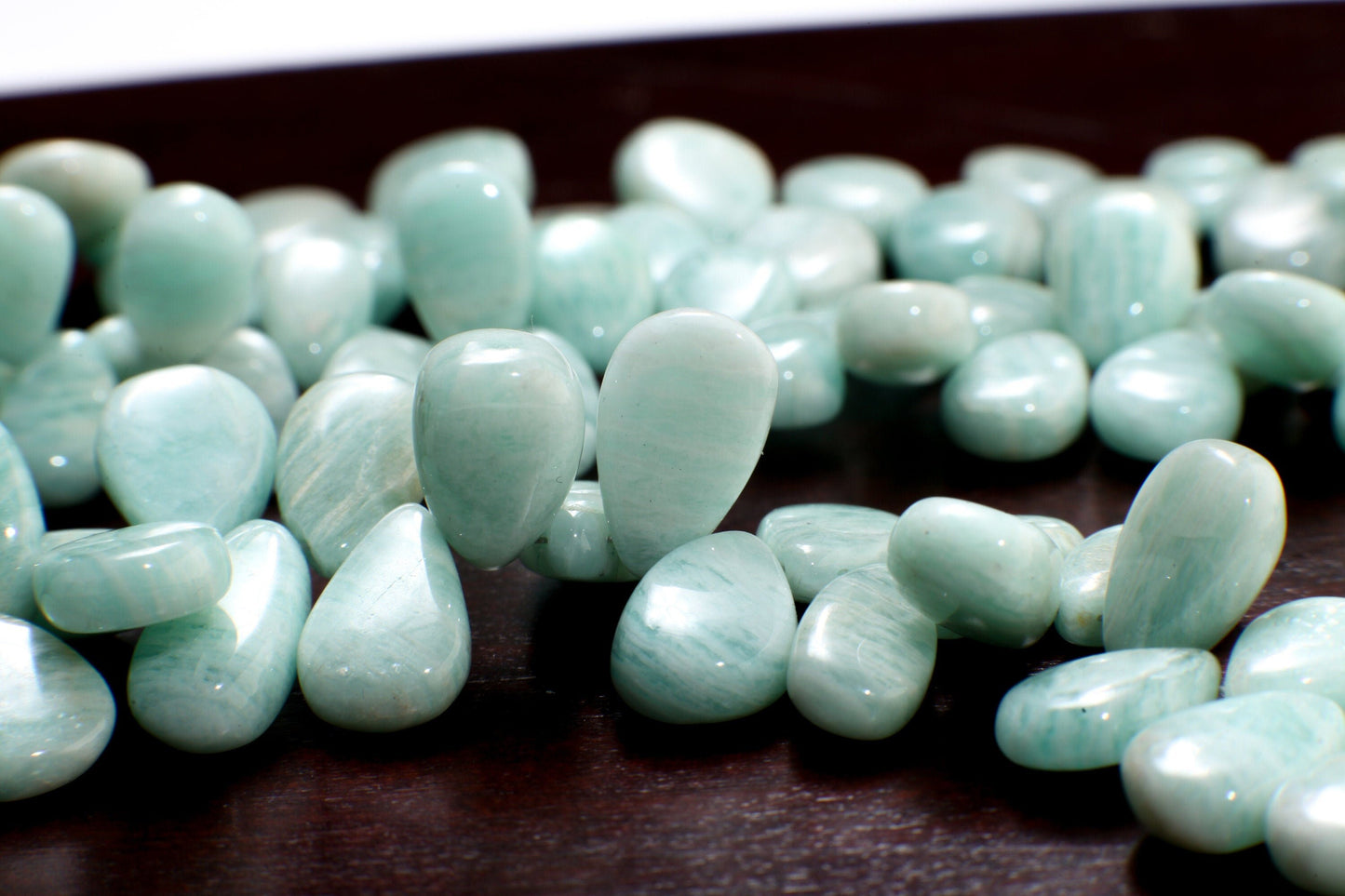 Natural Amazonite Graduated Smooth Pear Drop 9x11-11x15mm