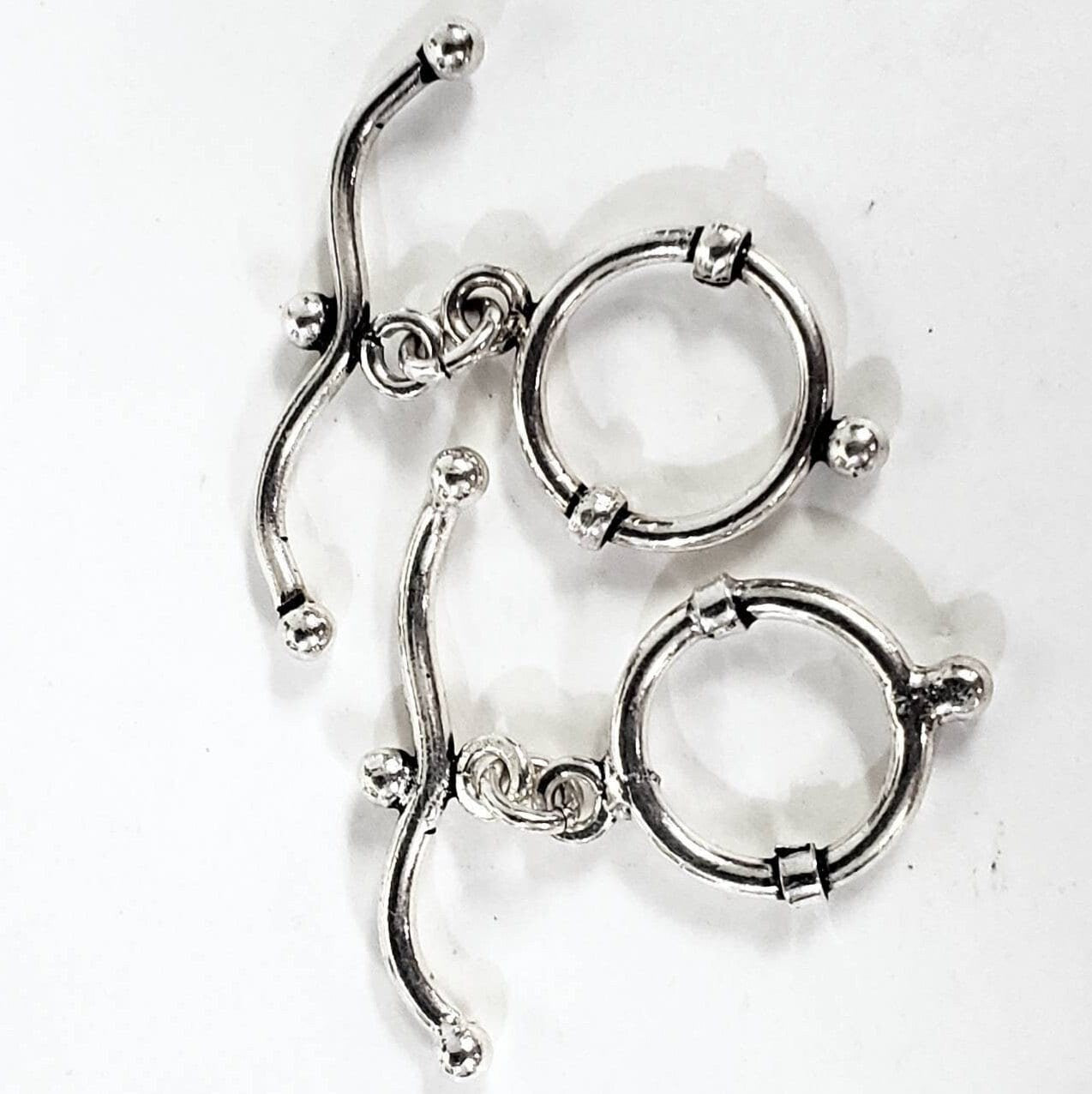2 sets 925 Sterling Silver Bali 14mm Toggle clasp, vintage Handmade jewelry making toggle Clasp