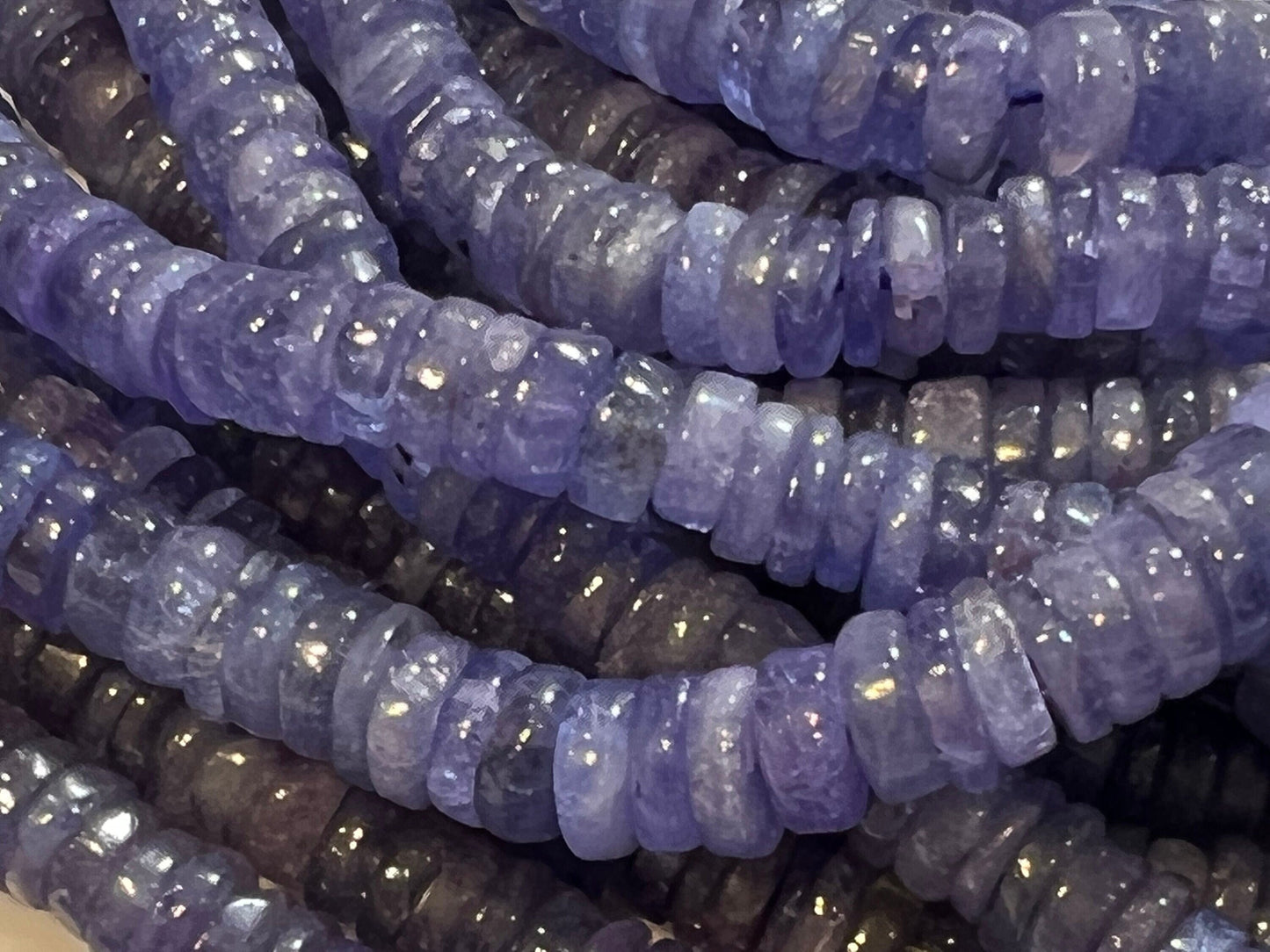 Natural Tanzanite Heishi 5-6mm beautiful Violet Blue Beads,AAA super quality Jewelry Making beads 7", 14" strand.