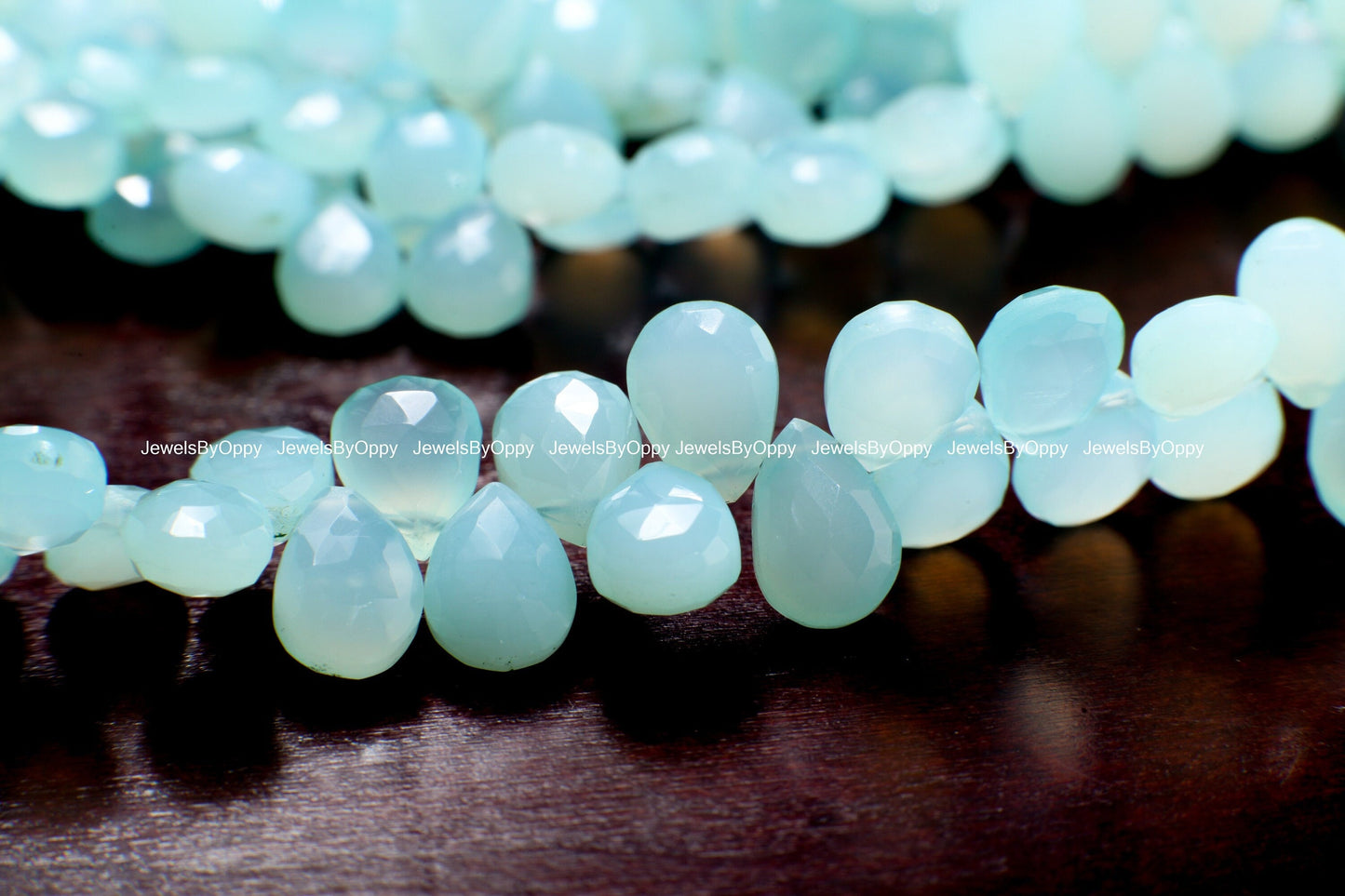 Aqua Blue Chalcedony Briolette Faceted 9x11-9x13mm Pear Drop Jewelry Making Gemstone Teardrop 10/20/40 Pcs