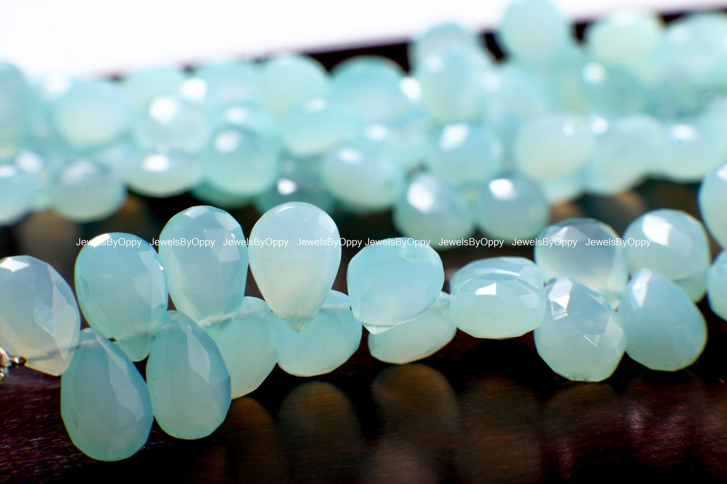 Aqua Blue Chalcedony Briolette Faceted 9x11-9x13mm Pear Drop Jewelry Making Gemstone Teardrop 10/20/40 Pcs