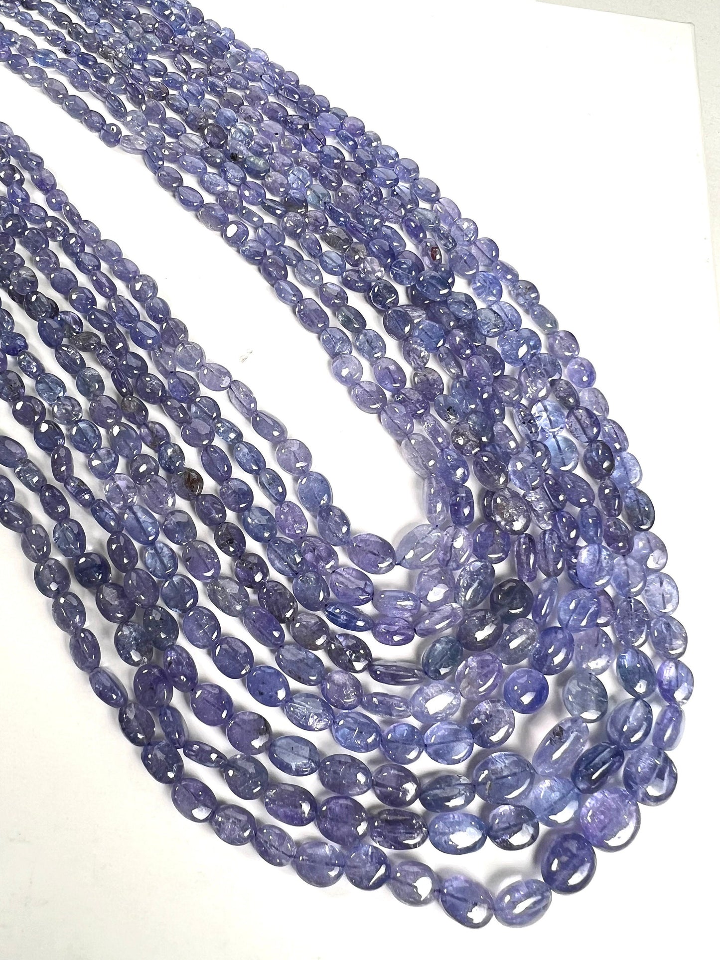 Natural Tanzanite 9 line Smooth Oval 5-10mm Necklace AAA clear quality natural Tanzanite oval bead with long adjustable Thread ,1028 carat