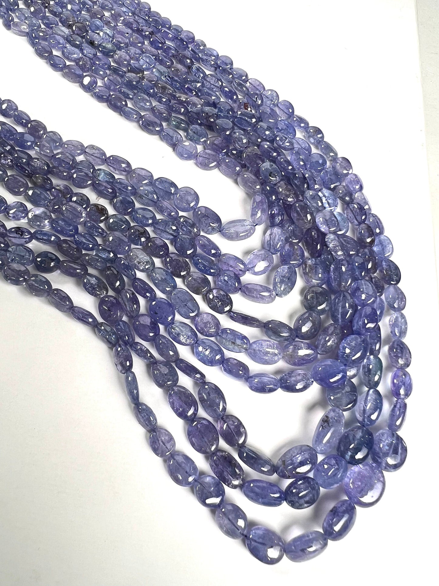 Natural Tanzanite 9 line Smooth Oval 5-10mm Necklace AAA clear quality natural Tanzanite oval bead with long adjustable Thread ,1028 carat