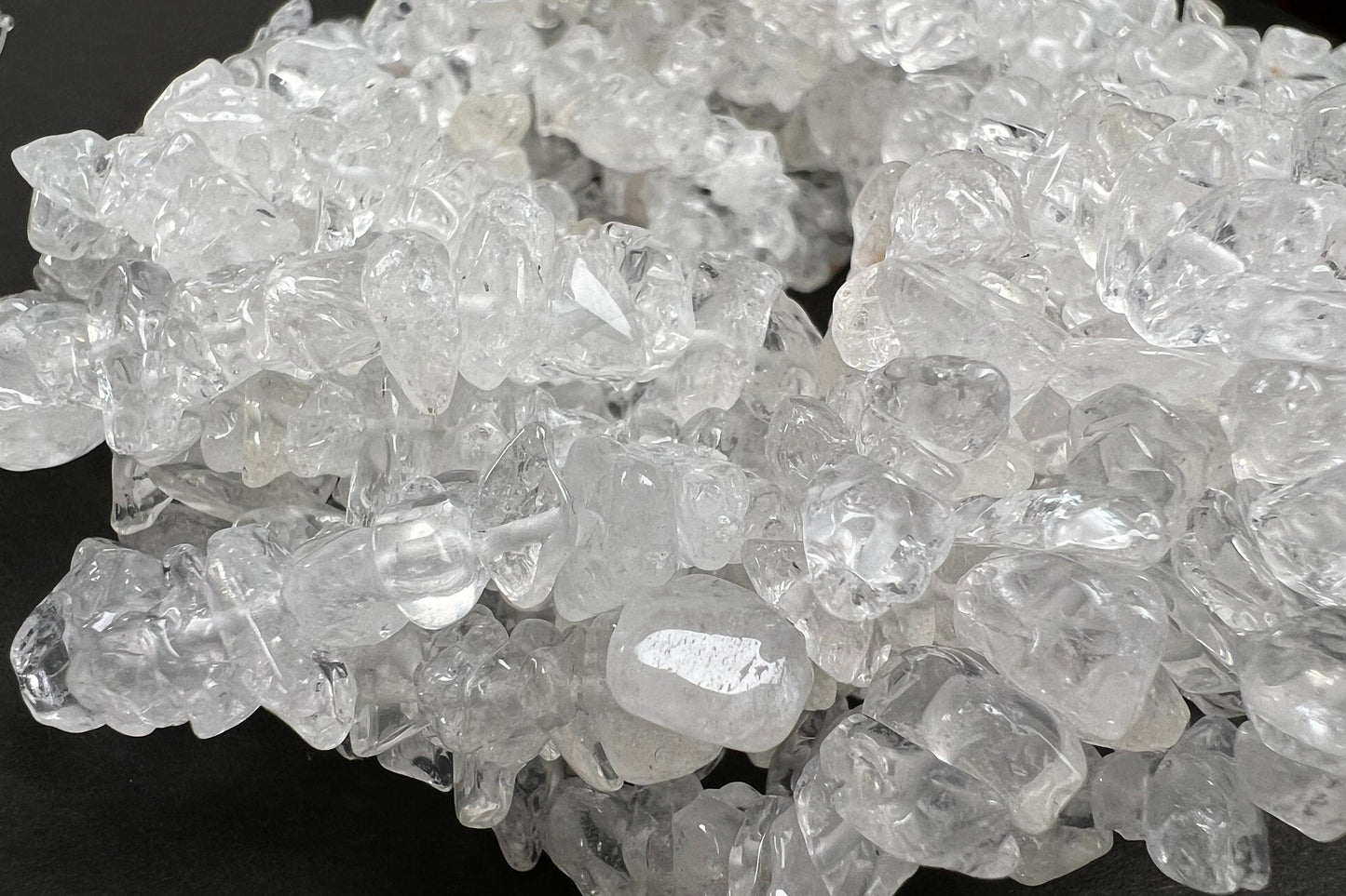 Rock crystal quartz raw freeform nugget chip 4-8mm bead. 15” strand natural gemstone