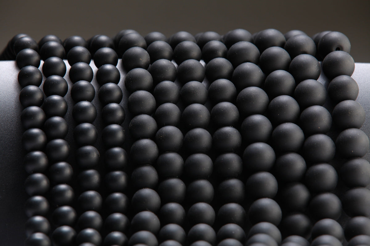 Matte Black Onyx Round Beads 4mm, 6mm, 8mm, 10mm, 12mm, 14mm, 16mm -14" strand Single/Bulk. AAA quality Natural Gemstone Black onyx