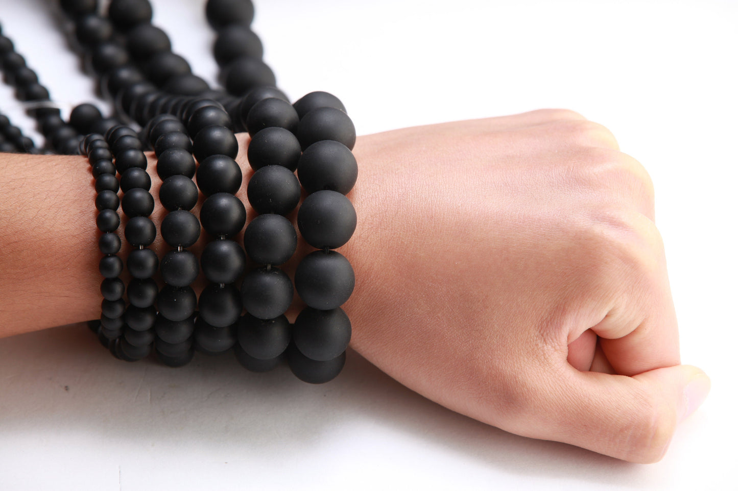 Matte Black Onyx Round Beads 4mm, 6mm, 8mm, 10mm, 12mm, 14mm, 16mm -14" strand Single/Bulk. AAA quality Natural Gemstone Black onyx