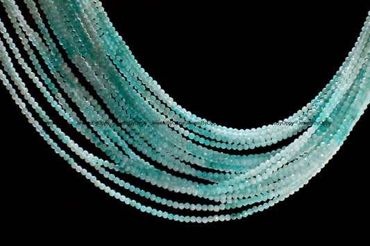 Aquamarine Micro Faceted AAA Round 3mm, Jewelry Making Necklace, Bracelet, Natural ombre Shaded tiny Aquamarine Gemstone Beads 12.5" Strand