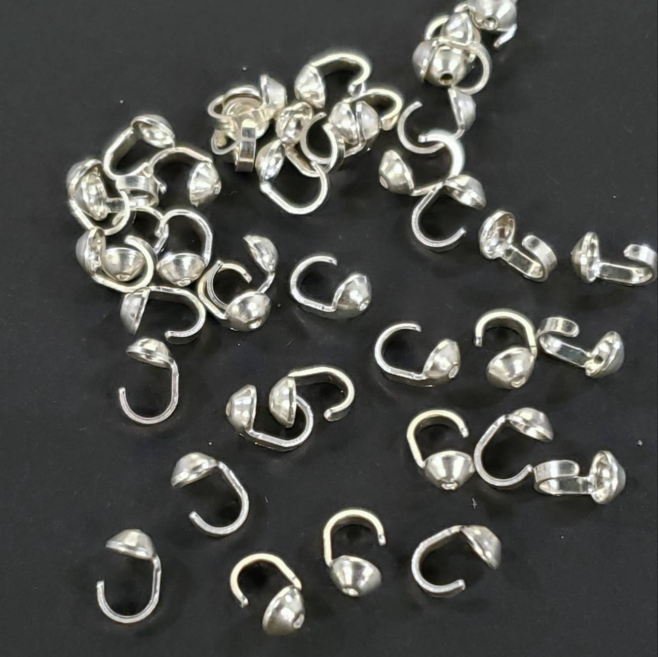 925 sterling silver 3mm cup bead tip. Bead tip for necklace bracelet end tip using silk thread , jewelry making findings . 10, 25, 50 pcs