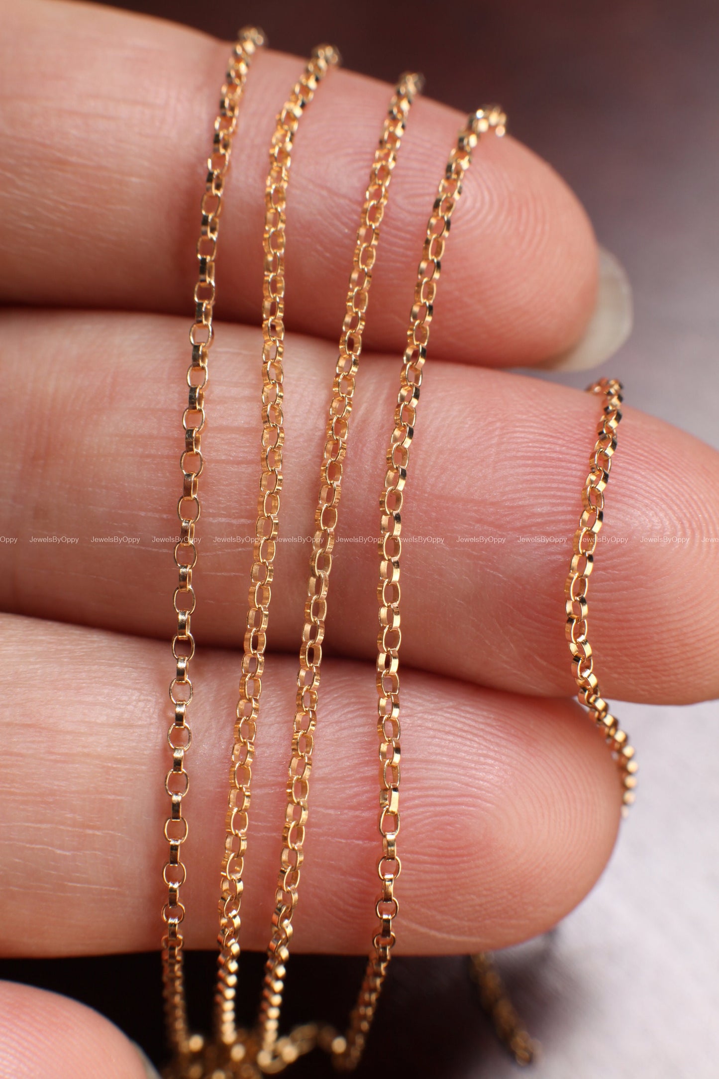14K Gold Filled 1.1mm Rolo Chain, Jewelry Making Unfinished Italian Chain