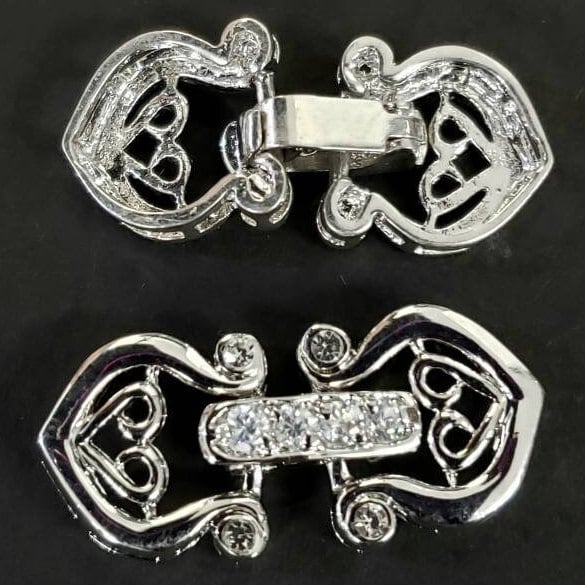 Cubic Zirconia CZ diamond Sterling Silver Rhodium, Vermeil fancy Clasp, high end jewelry making clasp. 25mm long.