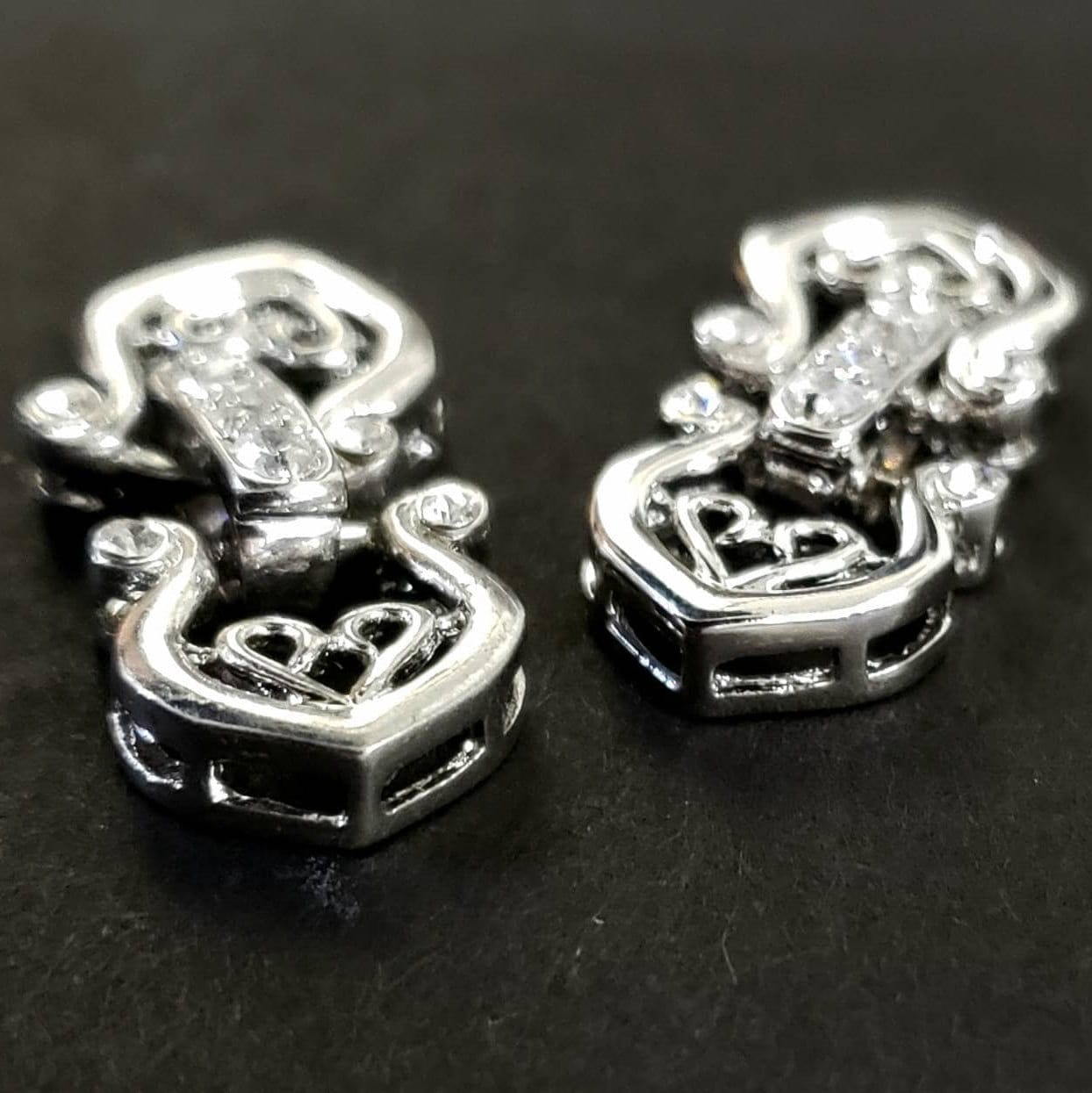 Cubic Zirconia CZ diamond clasp Sterling Silver Rhodium, Vermeil fancy Clasp, high end jewelry making clasp. 25mm long.