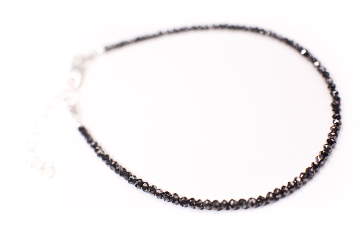 Natural Black Diamond 2.5mm Faceted Roundel AAA Quality in 925 Sterling Silver Bracelet 6-10" Plus Extension