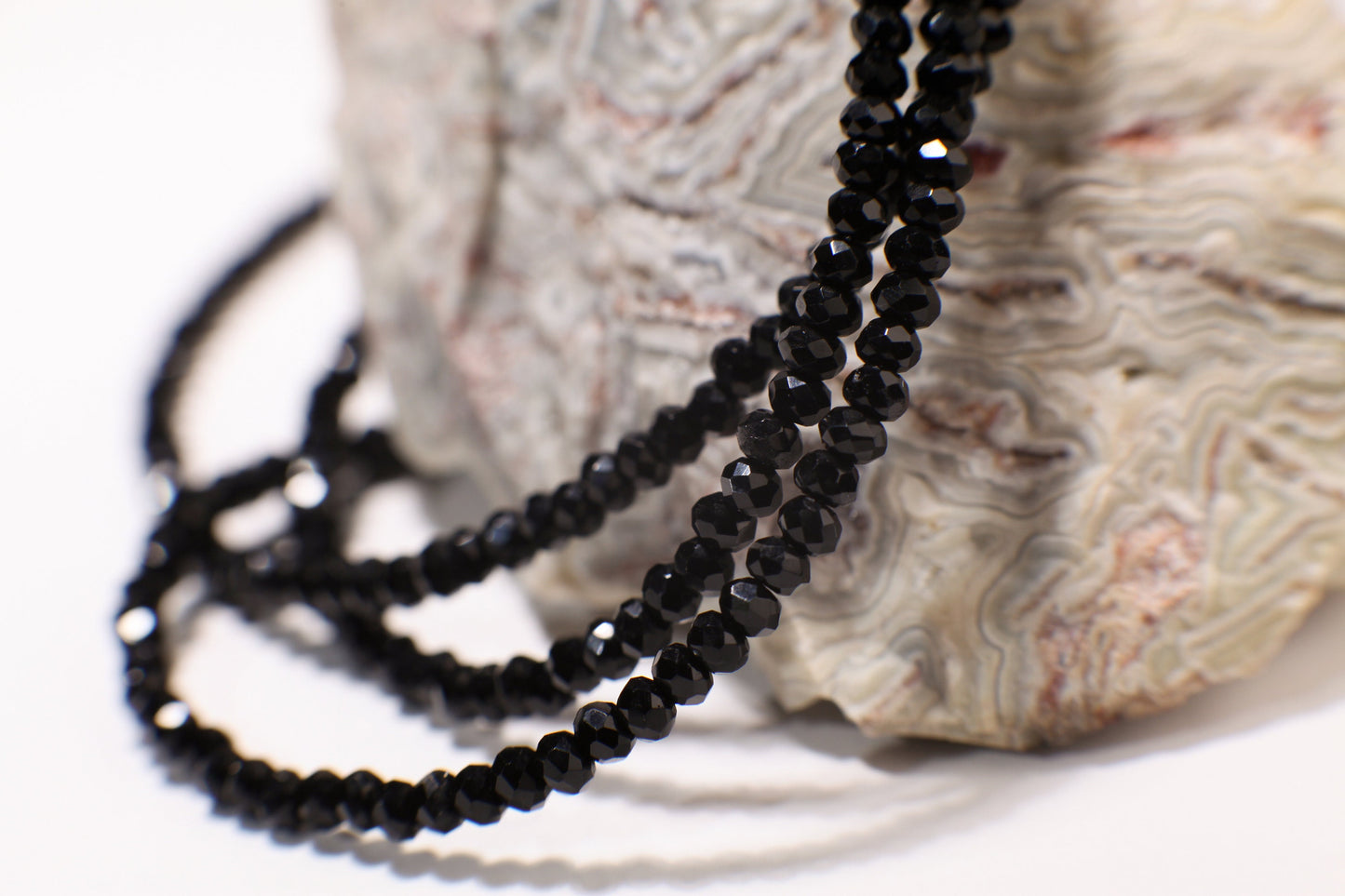 Genuine 4mm Black Spinel Micro Faceted Diamond Cut 925 Sterling Silver Men's Necklace 22"-46" AAA quality super sparkly