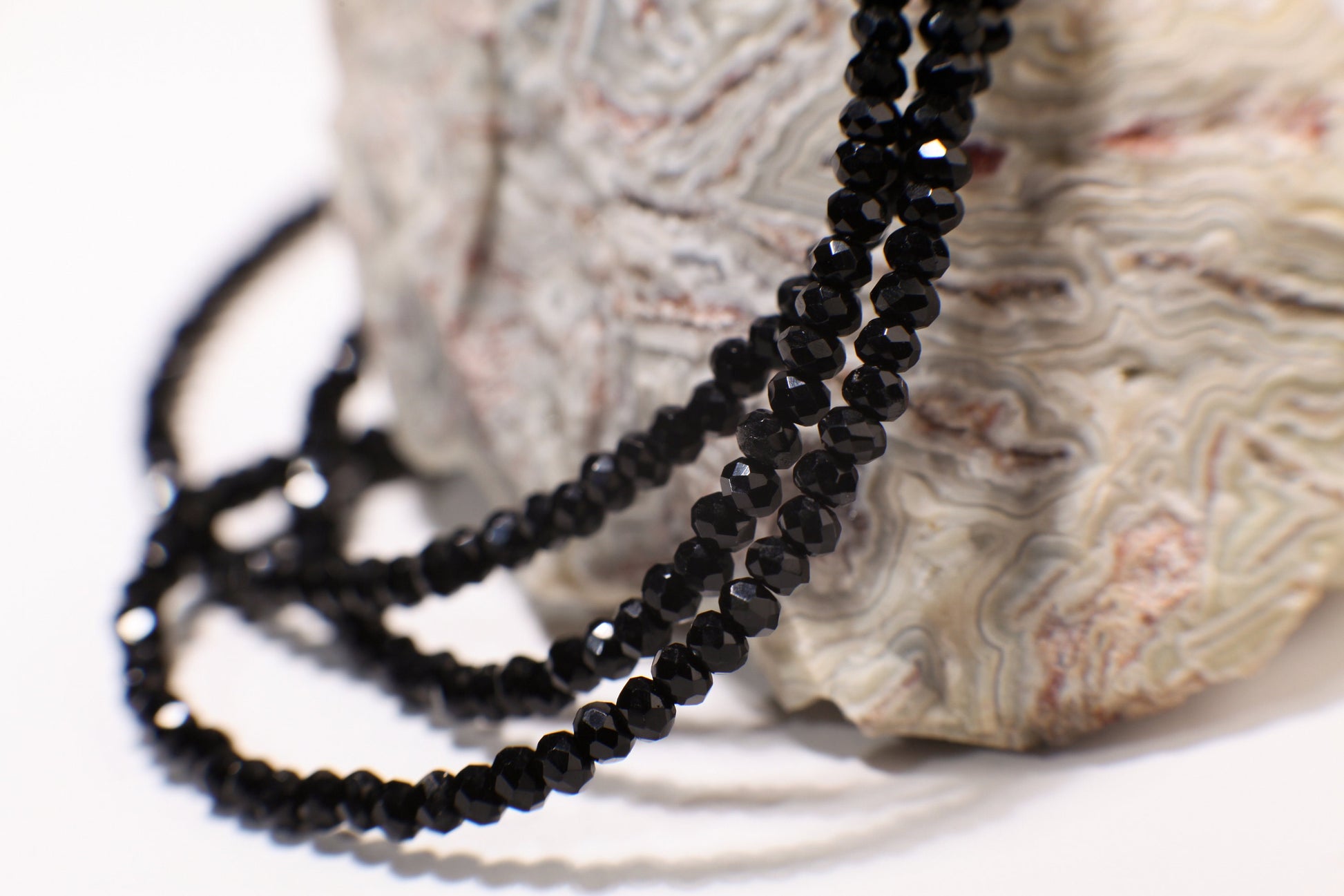 Genuine 4mm Black Spinel Micro Faceted Diamond Cut 925 Sterling Silver Men's Necklace 22"-46" AAA quality super sparkly