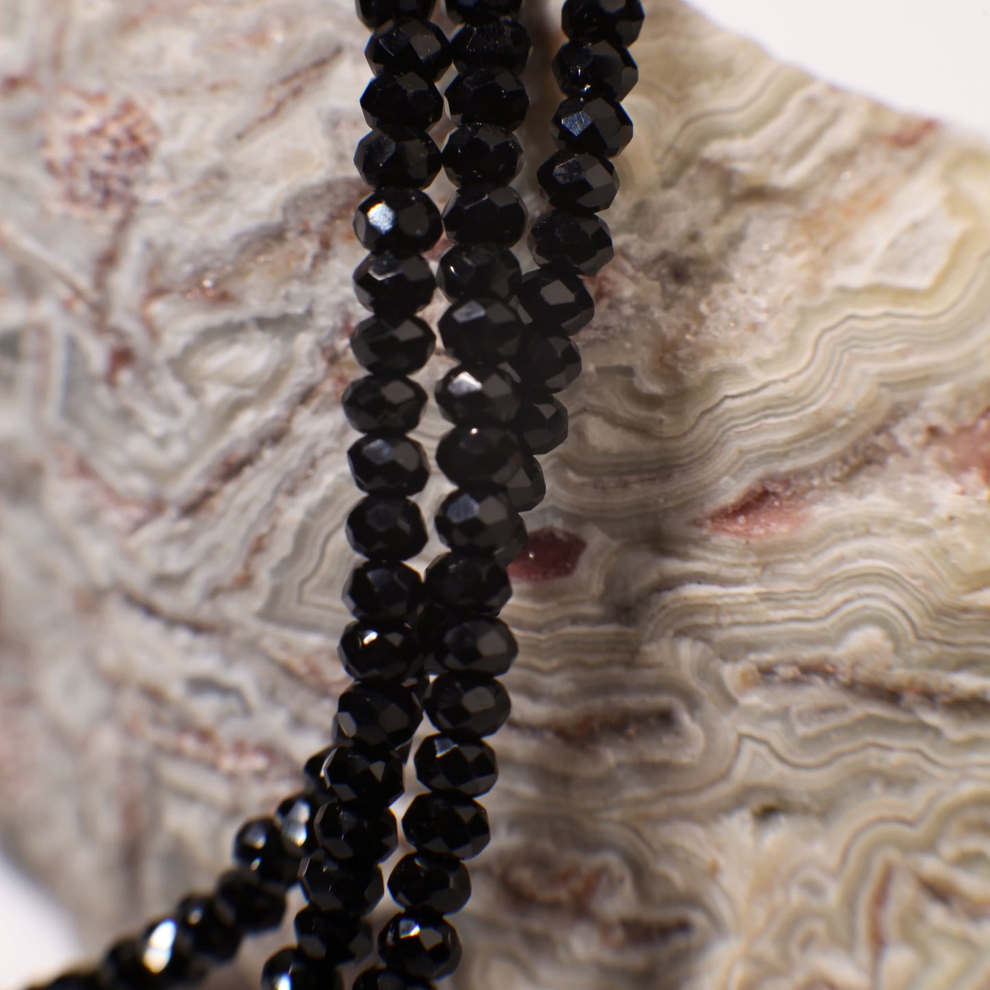 Natural Black Spinel Micro Faceted 3mm Diamond Cut 925 Sterling Silver Choker Layering Necklace Minimalist, Layering Necklace 14" to 40"
