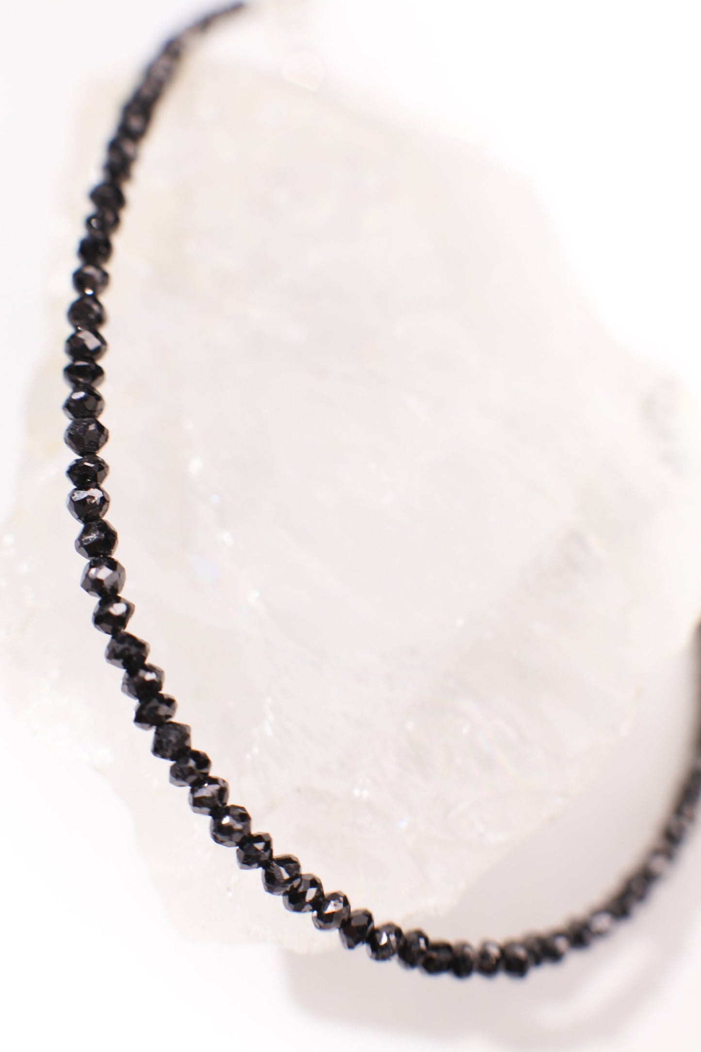 Natural Black Diamond 2.5mm Faceted Roundel AAA Quality in 925 Sterling Silver Bracelet 6-10" Plus Extension