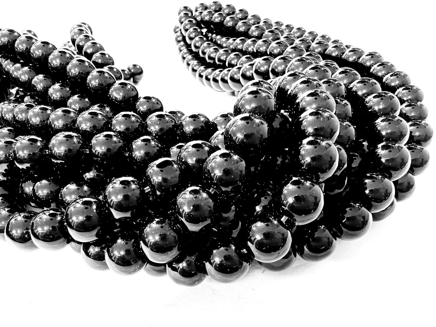 Genuine Black Onyx 4mm-14mm smooth Round Beads AAA Jewelry making beads 15.5” strand single or bulk wholesale