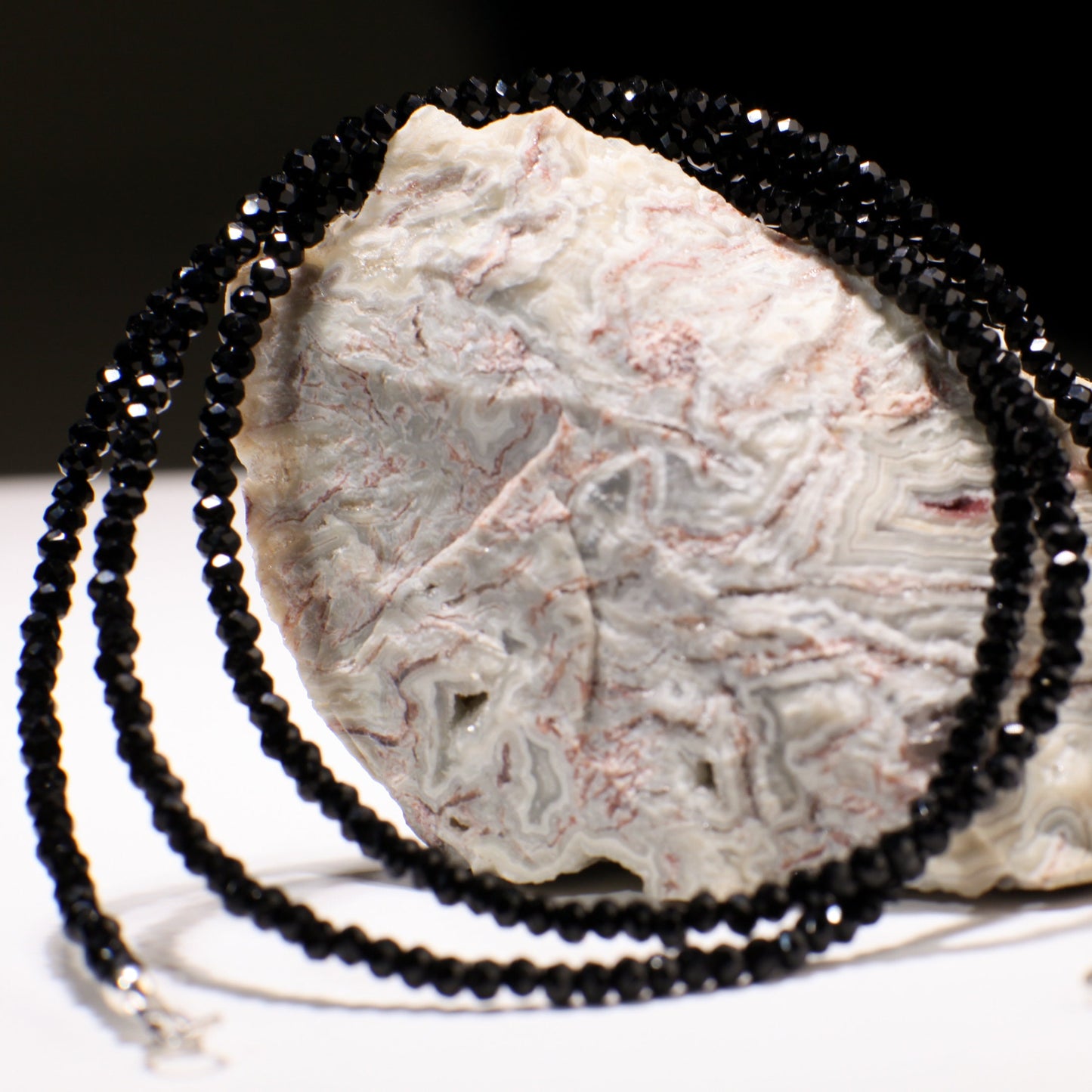 Genuine 4mm Black Spinel Micro Faceted Diamond Cut 925 Sterling Silver Men's Necklace 22"-46" AAA quality super sparkly