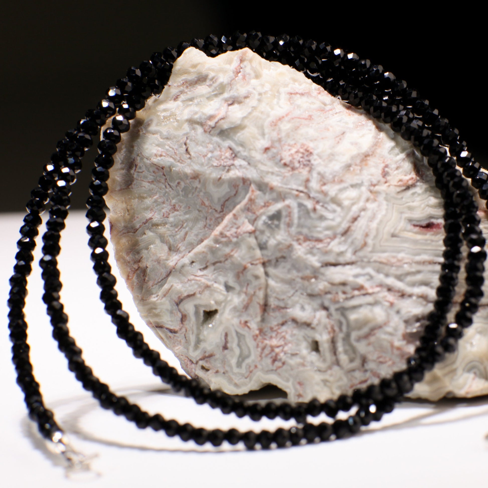 Genuine 4mm Black Spinel Micro Faceted Diamond Cut 925 Sterling Silver Men's Necklace 22"-46" AAA quality super sparkly