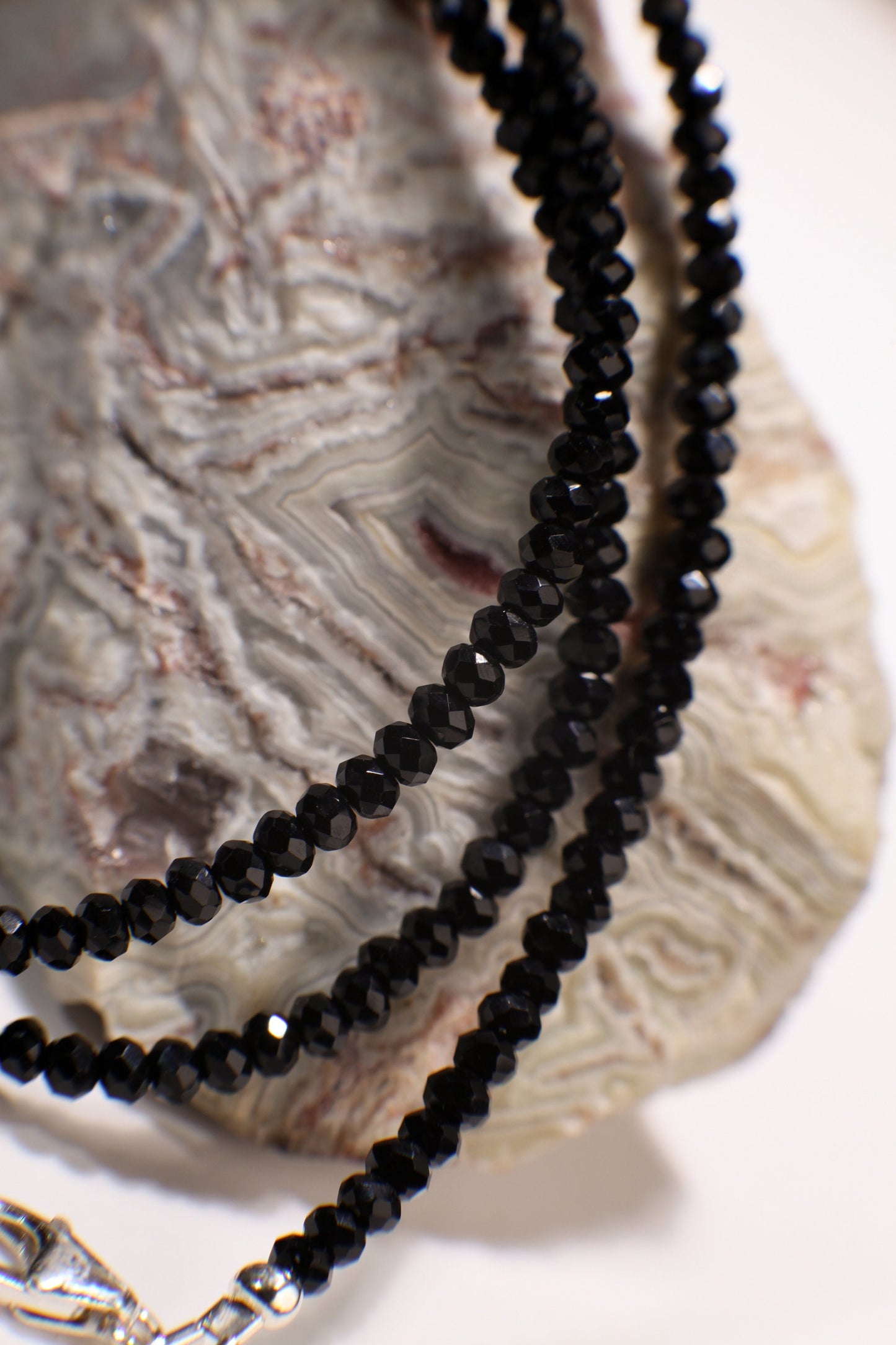 Genuine 4mm Black Spinel Micro Faceted Diamond Cut 925 Sterling Silver Men's Necklace 22"-46" AAA quality super sparkly