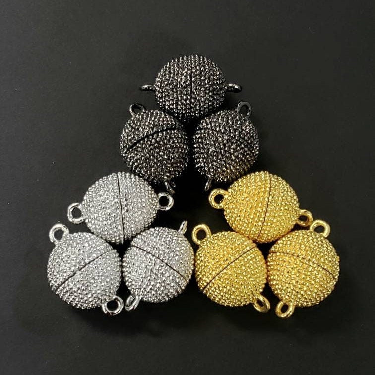 3 sets Magnetic clasp 8,10,12,14mm large round very strong magnet silver, gunmetal, gold plated brass, jewelry making Spike ball clasp