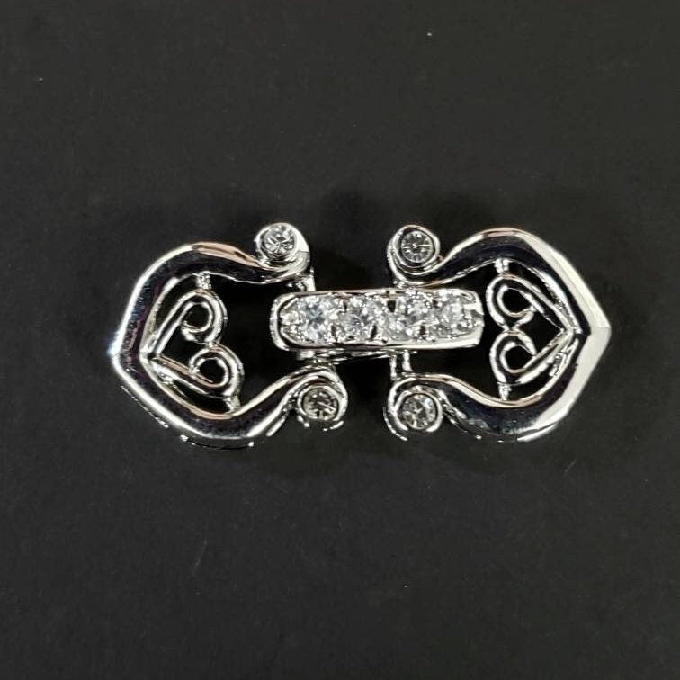 Cubic Zirconia CZ diamond clasp Sterling Silver Rhodium, Vermeil fancy Clasp, high end jewelry making clasp. 25mm long.