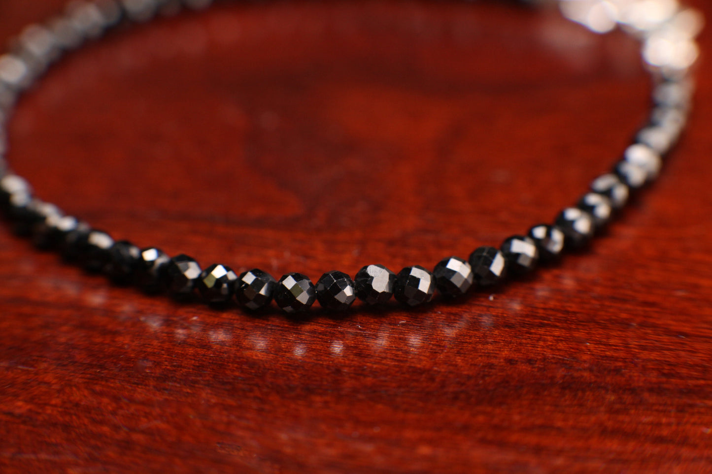 Natural Black Spinel 2mm Micro Faceted Diamond Cut 925 Sterling Silver Bracelet,anklet Minimalist Gift for Man and Woman,