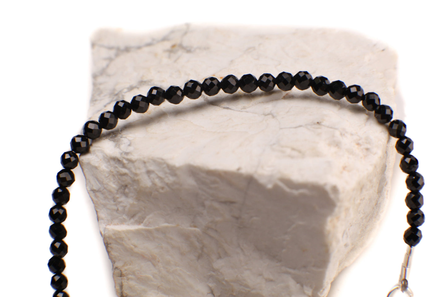 Natural Black Spinel 2mm Micro Faceted Diamond Cut 925 Sterling Silver Bracelet,anklet Minimalist Gift for Man and Woman,