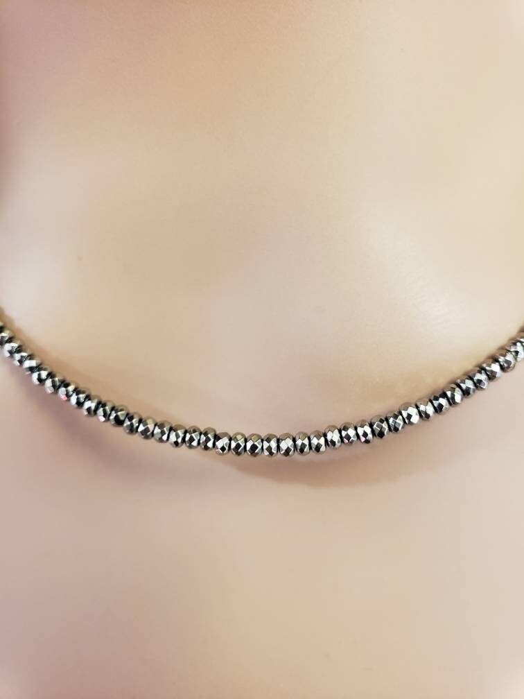 Custom for Hannah- Pyrite 3.5mm Faceted Roundel Unfinished Necklace 16" with crimp, wire guard and no Clasp