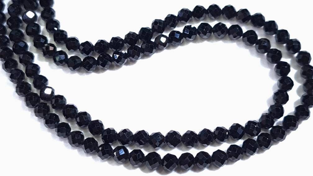 Genuine 4mm Black Spinel Micro Faceted Diamond Cut 925 Sterling Silver Men's Necklace 22"-46" AAA quality super sparkly