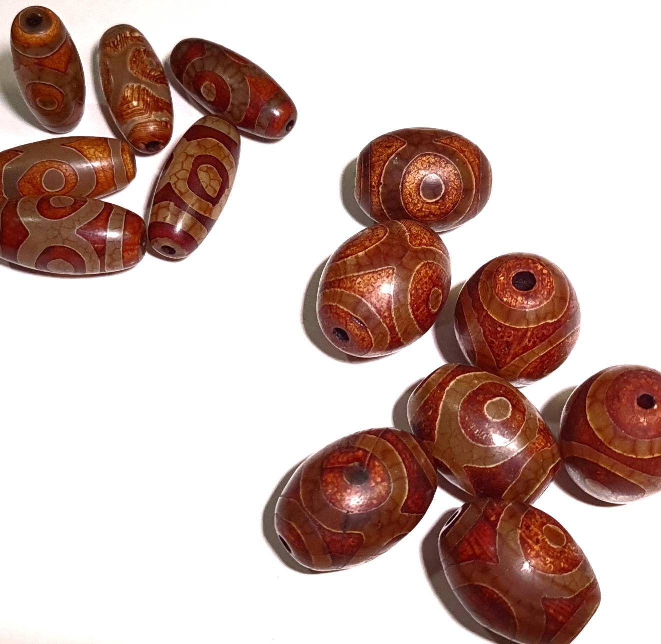 Antique Style Tibetan Evil Eye Bead, 13x30, 18-20x30mm Eye Agate Beads Jewelry Making, Art Craft Beads